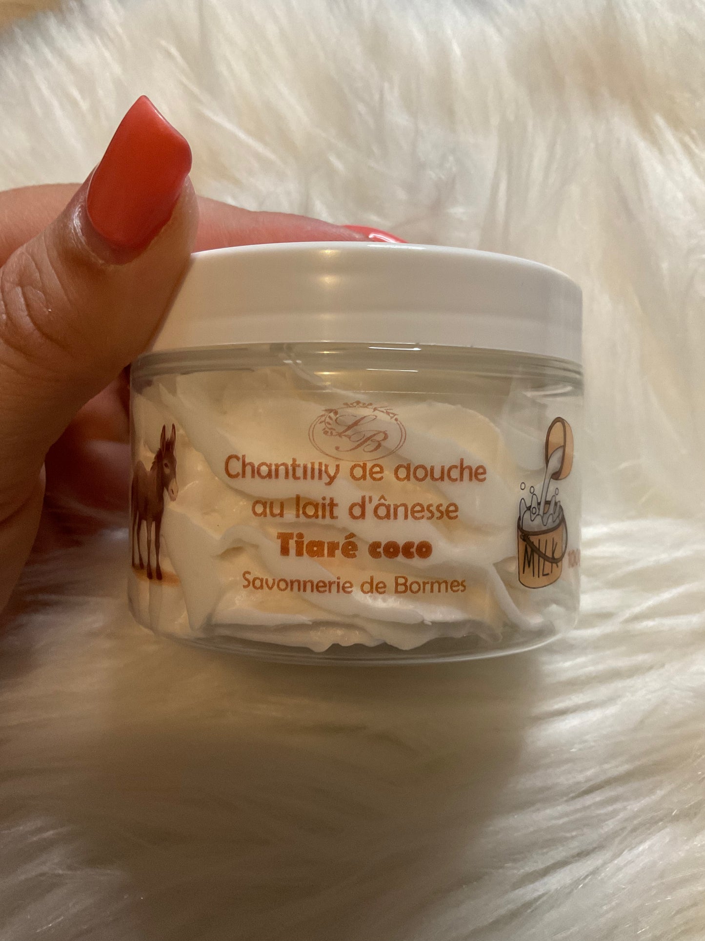 Chantilly de douche et bain au lait d’ânesse Tiaré coco