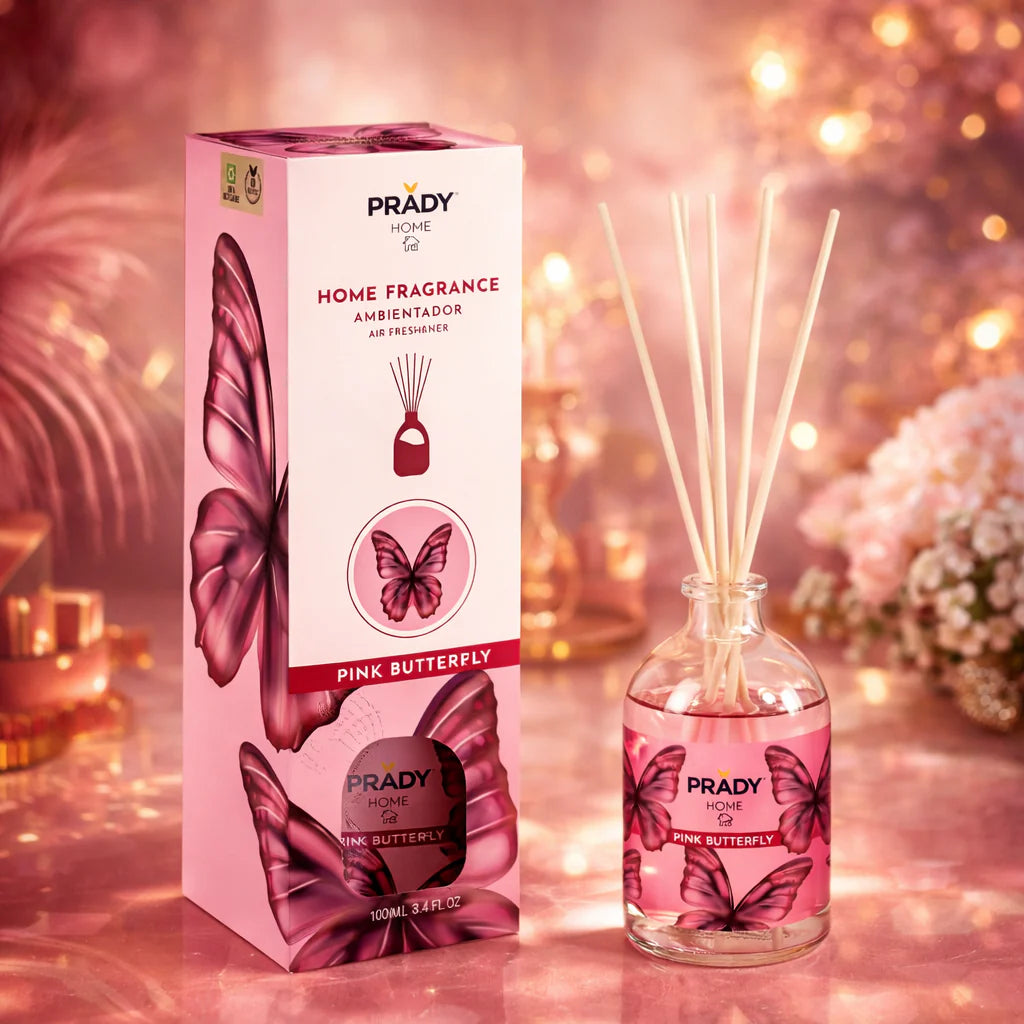 🦋 Mikado Diffuseur Pink Butterfly Prady – Parfum Maison Glamour & Gourmand – 100 ml