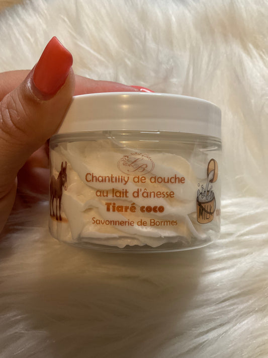 Chantilly de douche et bain au lait d’ânesse  Tiaré coco