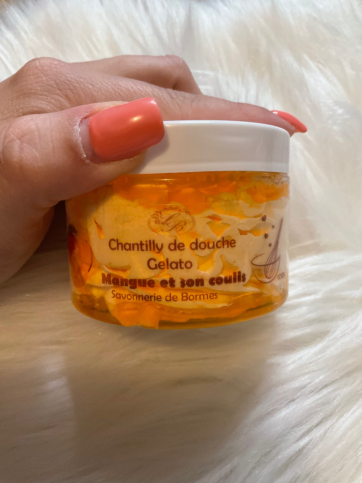 Chantilly de douche et bain Mangue et son coulis