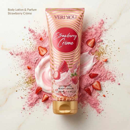 Lotion Corporelle Parfumée “Fraise Chantilly” – Douceur et Hydratation (250ml) – Veri You