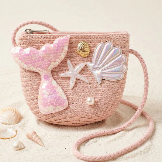 👜 Mini Sac Bandoulière Rose en Raphia – L'Essentiel Bohème Chic